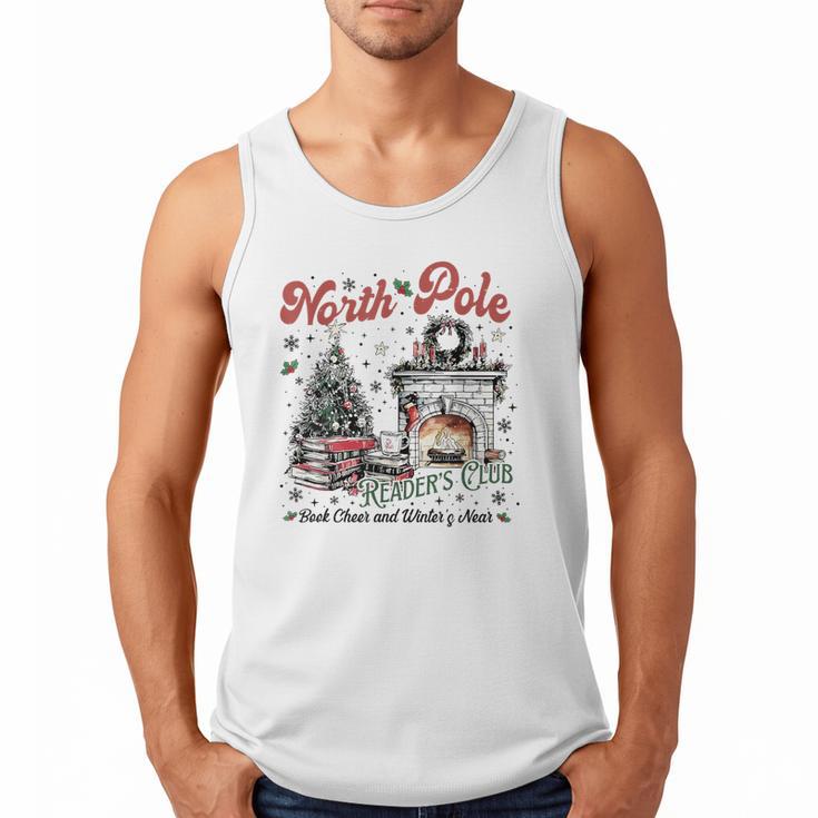 North Pole Book Club Book Lover Bookish Bookworm Christmas Men Tank Top