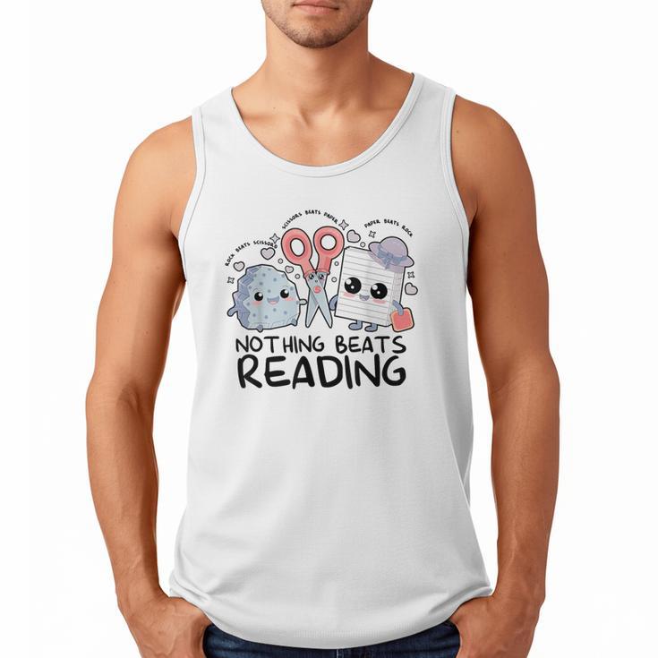 Nothing Beats Reading Rock Paper Scissors Book Lover Teacher Men Tank Top