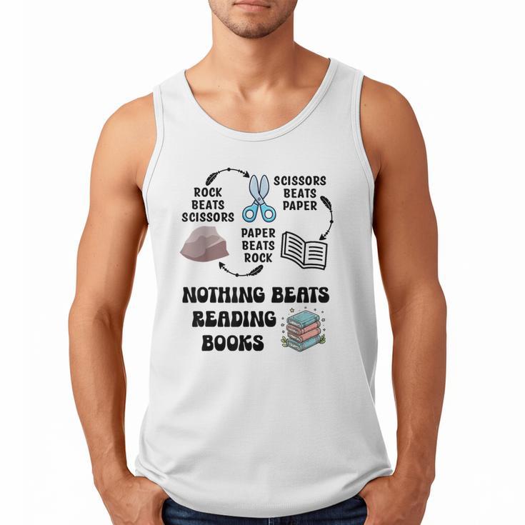 Nothing Beats Reading Rock Paper Scissors Reader Book Lover Men Tank Top