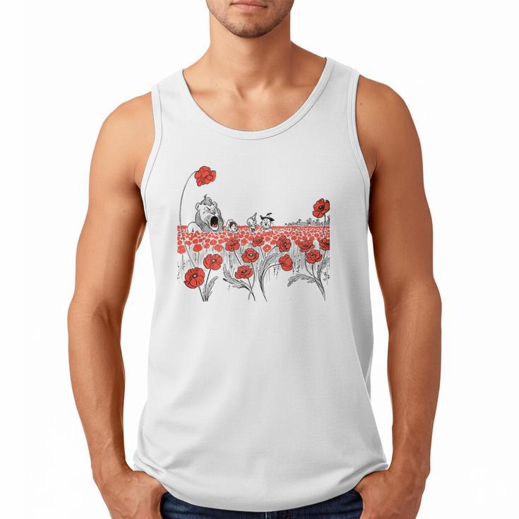 Poppy Field Wizard Of Oz Cowardly Brave Lion Book Men Tank Top