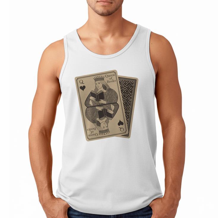 Queen Of Books Playing Card Aesthetic For Book Lovers Premium Tri-Blend Men Tank Top