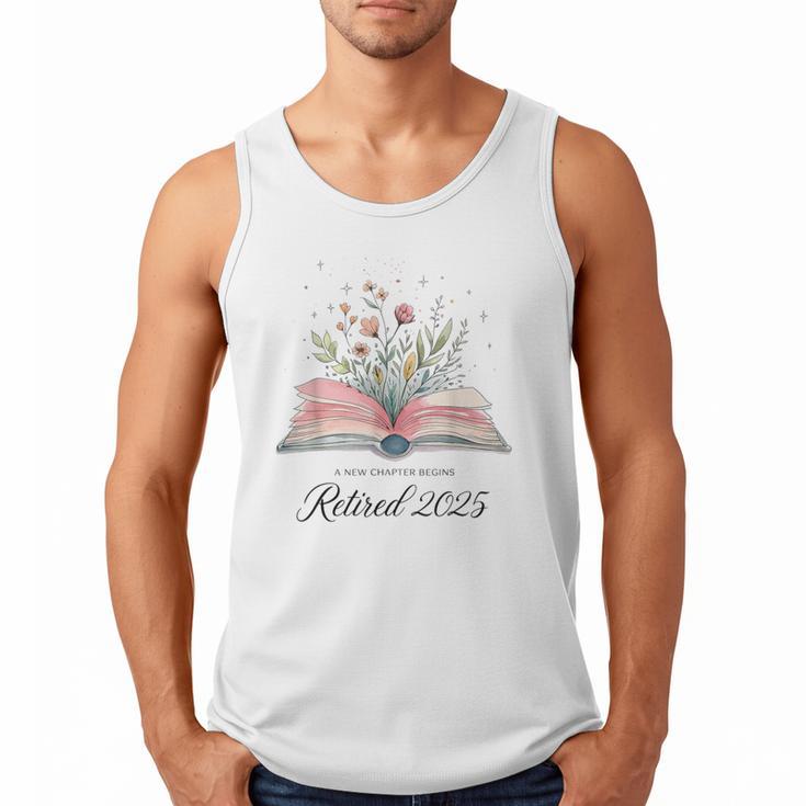 Quote New Chapter Begins Retired 2025 Floral Open Book Men Tank Top
