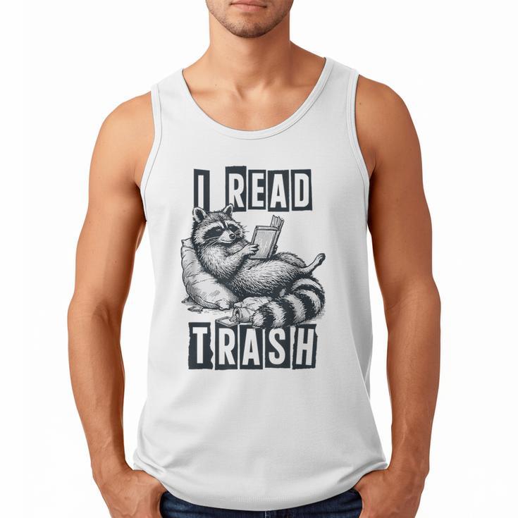 Racoon Reading Spicy Smutty Book Booktok I Read Trashy Books Men Tank Top