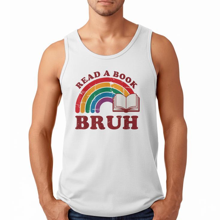 Read A Book Bruh Rainbow Vintage Reading Library Student Men Tank Top