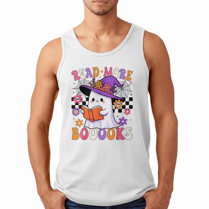 Read More Books Ghost Reading Book Teacher Halloween Men Tank Top