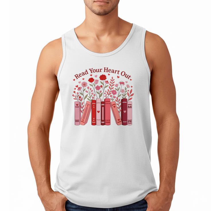 Read Your Heart Out Teacher Valentines Day Reading Book Men Tank Top
