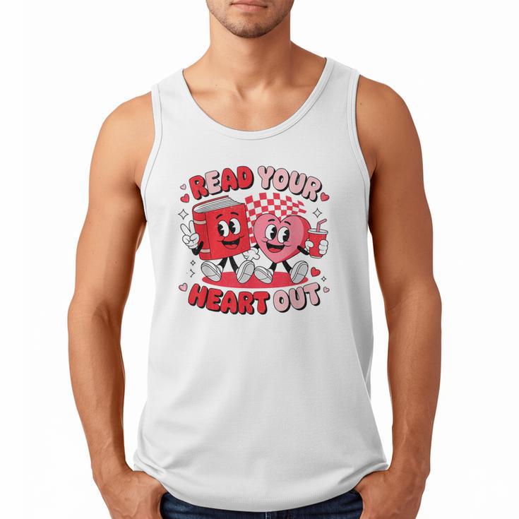 Read Your Heart Out Valentine's Day Retro Teacher Bookish Men Tank Top