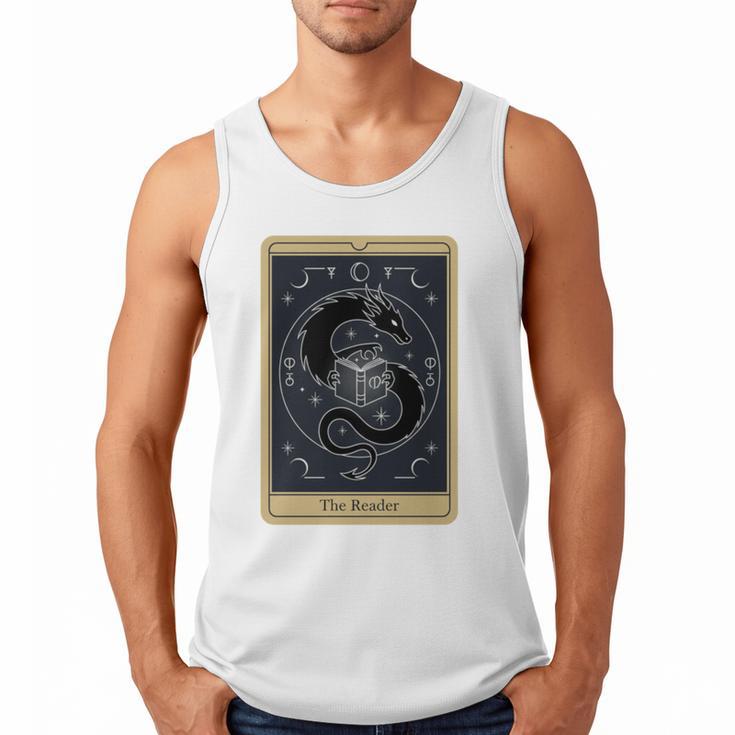 The Reader Tarot Card Mystic Dragon Book Magic Men Tank Top