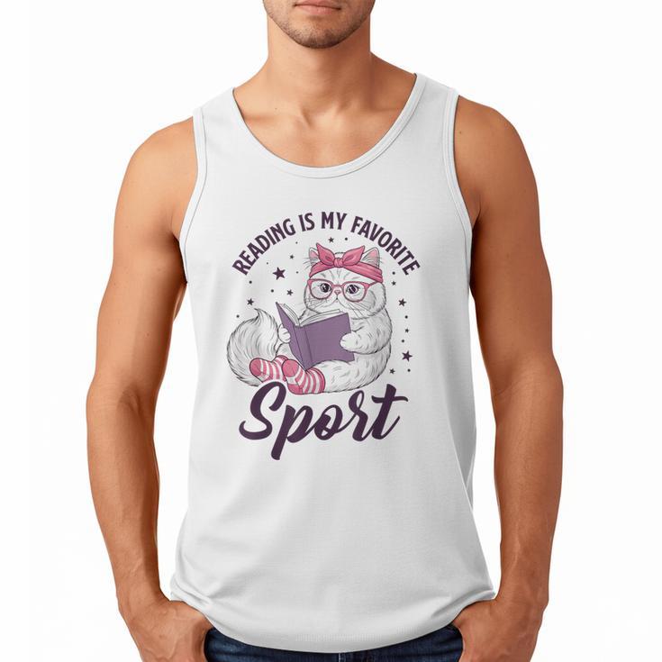 Reading Is My Favorite Sport Saying Cat And Book Lover Men Tank Top
