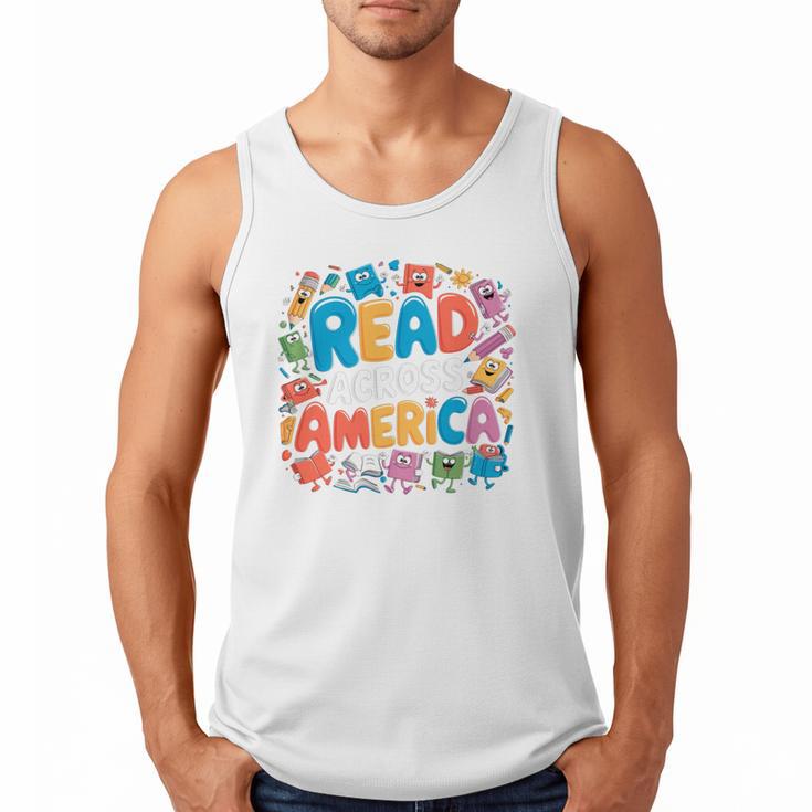 Reads Across Tee America Reading Teacher Books Reader Kids Men Tank Top