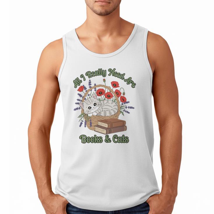 All I Really Need Are Books And Cats Book Lover Tee Men Tank Top