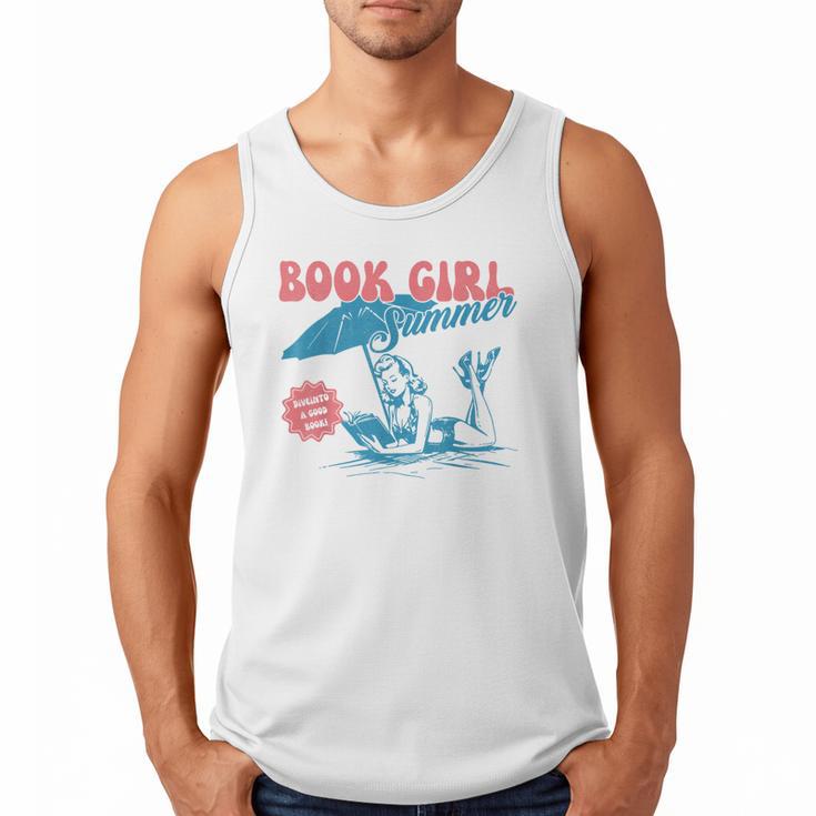 Retro Book Girl Summer Beach Vacation For Book Lover Men Tank Top