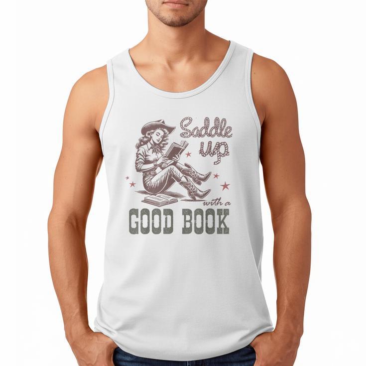 Retro Cowgirl ReadingTee Saddle Up With A Good Book Western Men Tank Top
