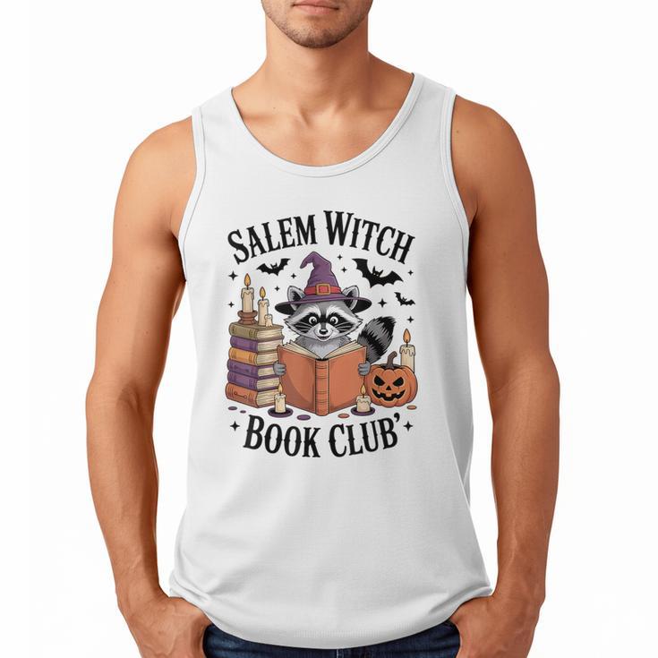 Salem WItch Book Club Halloween Raccoon Witch Reading Book Men Tank Top