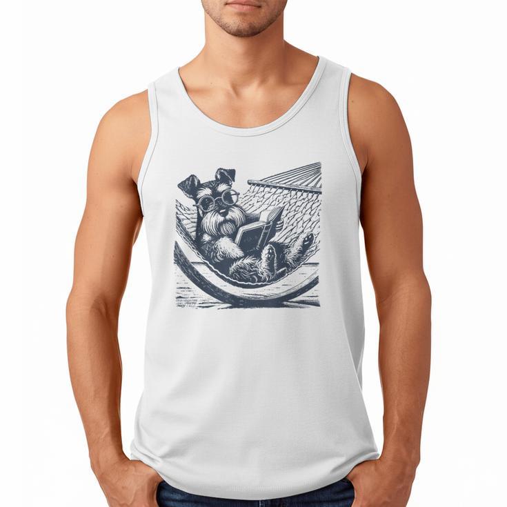 Schnauzer Hammock Reading Book Schnauzer Glasses Men Tank Top