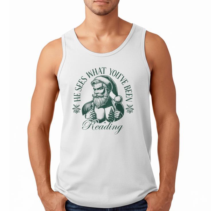He Sees What You'Ve Been Reading Bookish Christmas Men Tank Top He Sees What You'Ve Been Reading Bookish Christmas Men Tank Top