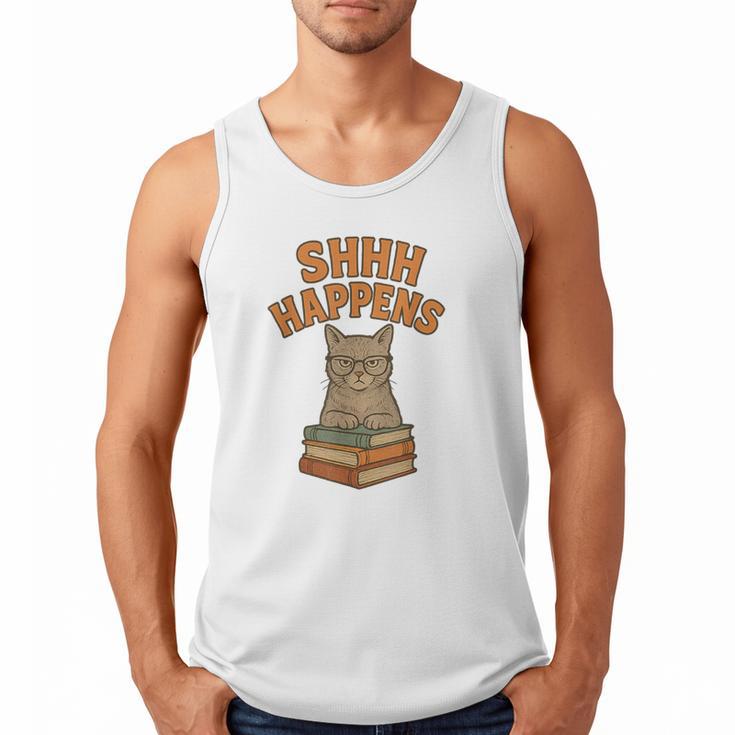 SHHH Happens Librarian Cat Books Library Men Tank Top