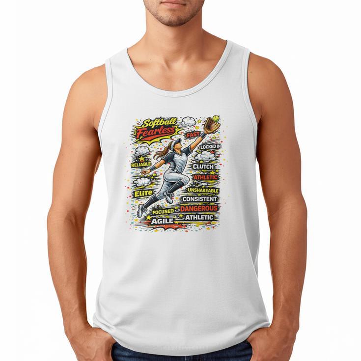 Softball Outfielder Best Traits Brave Retro Comic Book Art Premium Tri-Blend Men Tank Top
