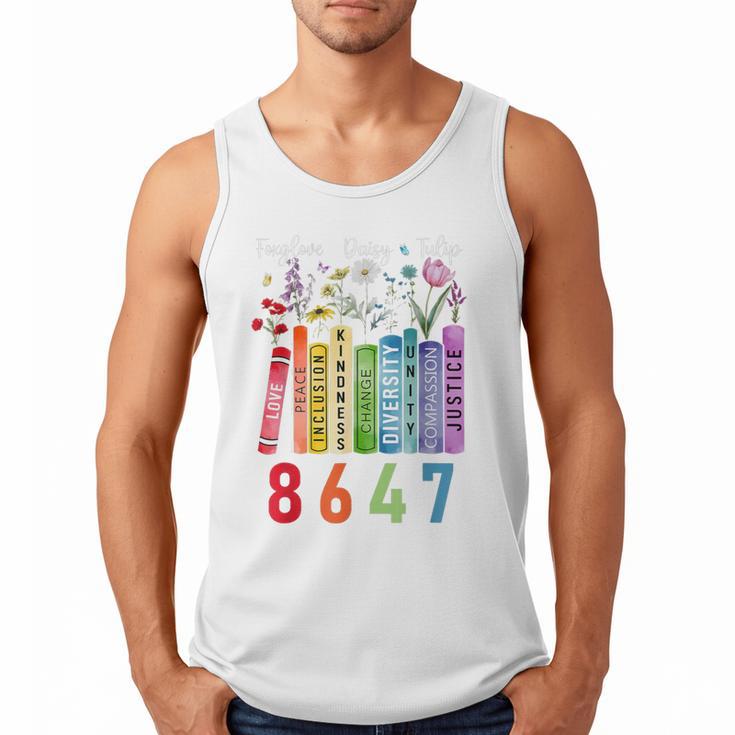 Subtle Floral Foxglove Daisy Tulip Book Lover Men Tank Top