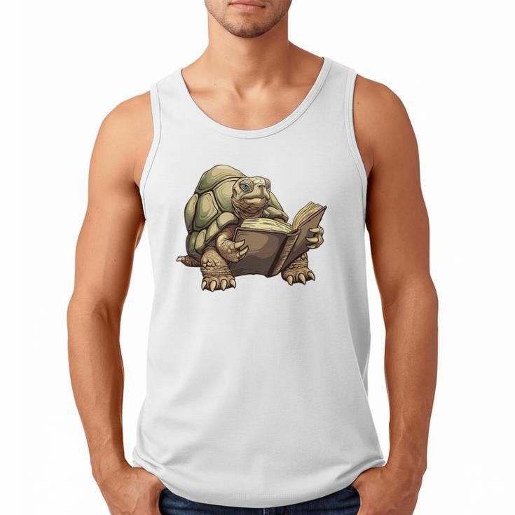 Sulcata Tortoise Reading A Book Men Tank Top
