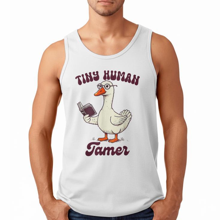 Teacher Silly Goose Reading Book Teaching Tiny Human Tamer Men Tank Top