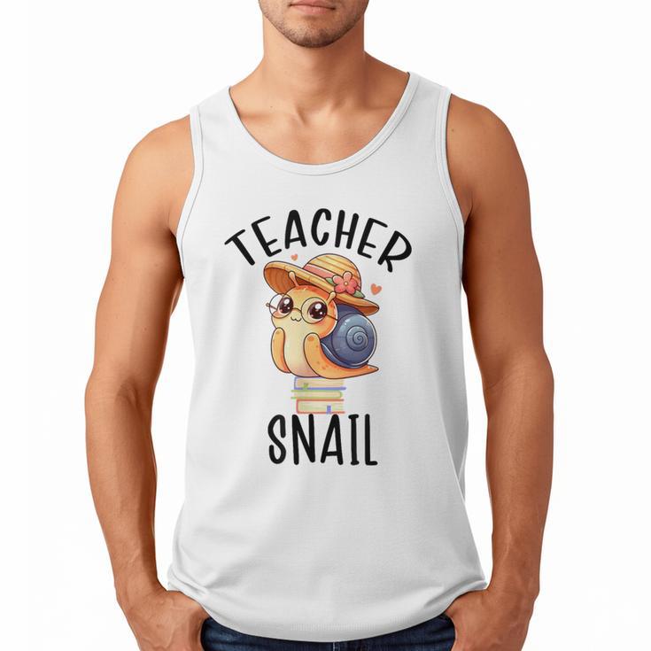 Teacher Snail With Glasses On Books Cute Pre-K Kindergarten Men Tank Top