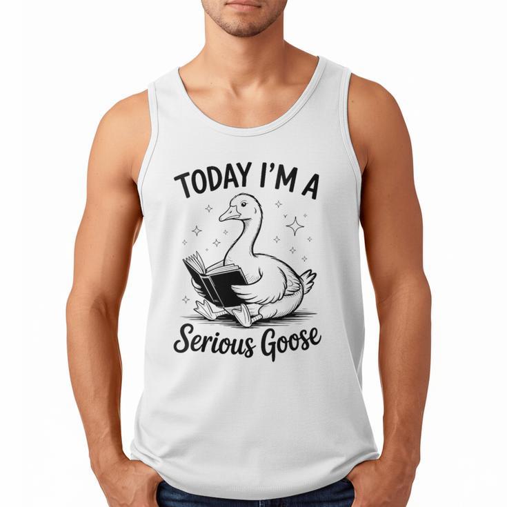 Today I'm A Serious Goose Animal Reading Book Lovers Men Tank Top
