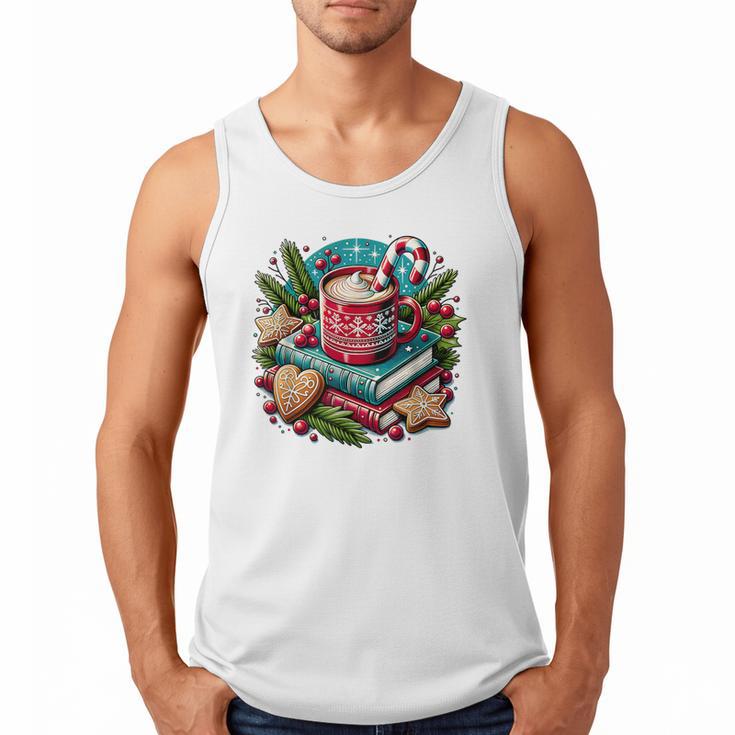 Vintage Cozy Winter Hot Cocoa Books Gingerbread Book Lovers Men Tank Top