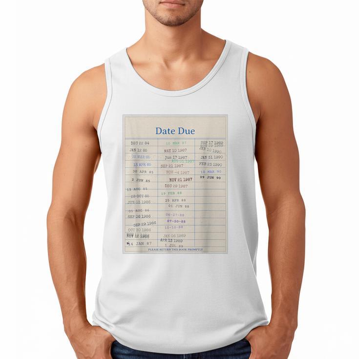 Vintage Library Due Date Card For Book Lovers Librarians Men Tank Top