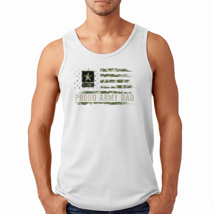 Vintage Proud Army Dad Camo American Flag Veteran Men Tank Top