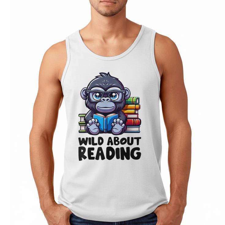 Wild About Reading Book Lover Gorilla Men Tank Top