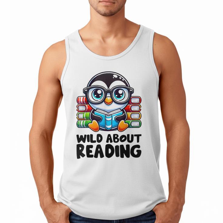 Wild About Reading Book Lover Penguin Men Tank Top