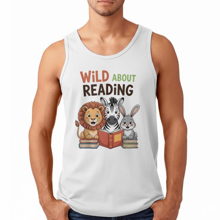 Wild About Reading Zoo Animals For Bookworm Book Reader Men Tank Top