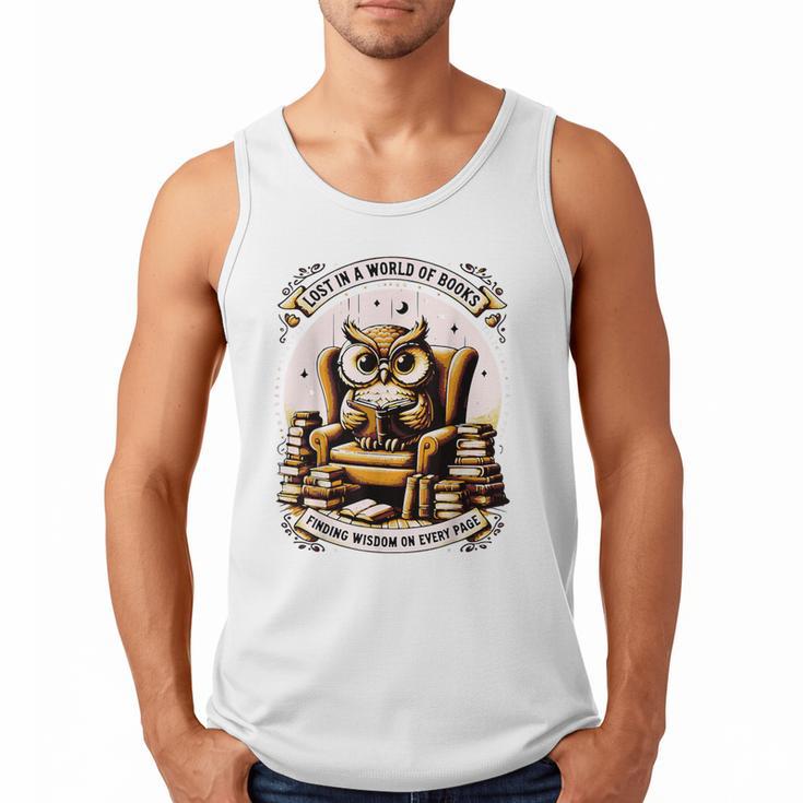 Wise Owl Reading Books Men Tank Top