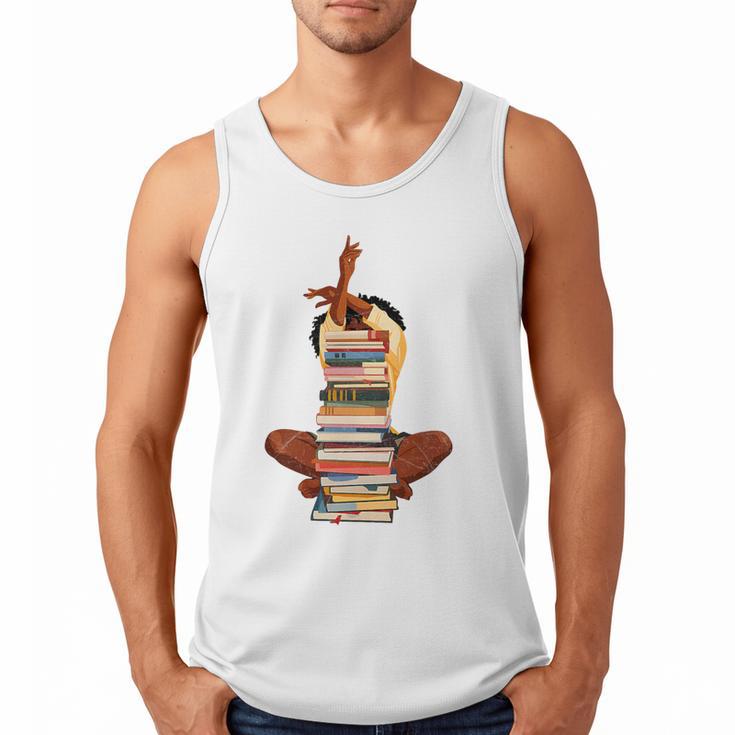 Woman And Books Stack Afro Girl Book Lover Premium Tri-Blend Men Tank Top
