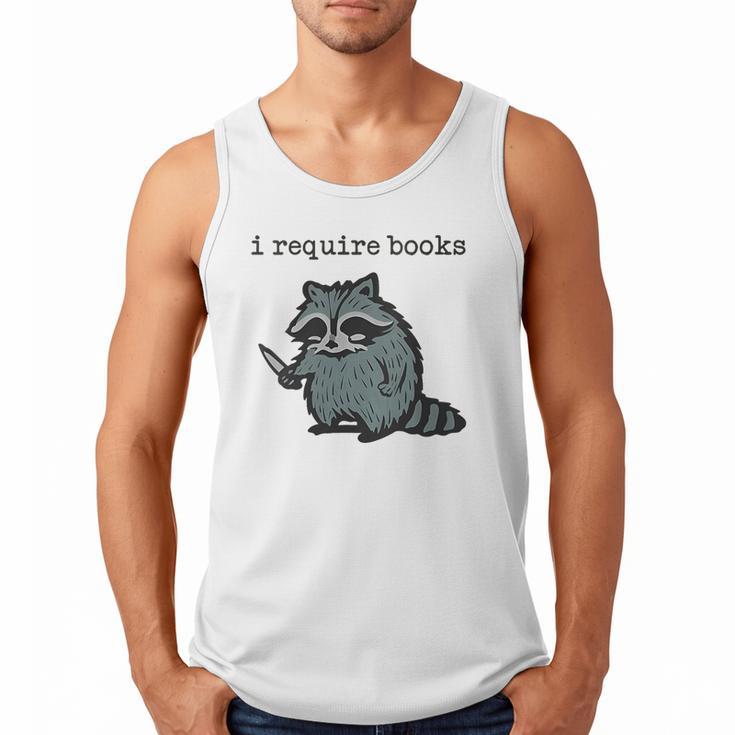Women's i Require Books Raccoon Men Tank Top