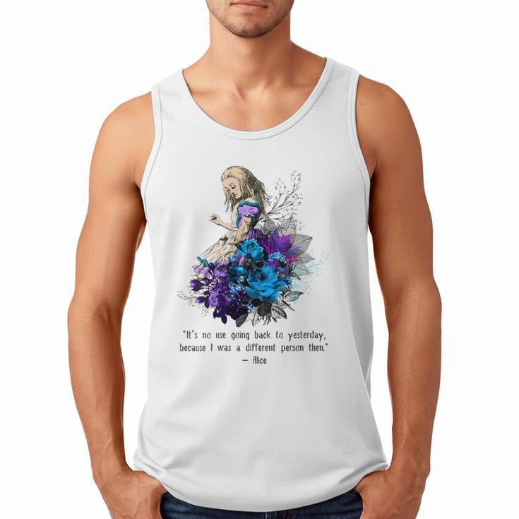 Women's Vintage Book Quote It’s No Use Going Back To Yesterday Men Tank Top