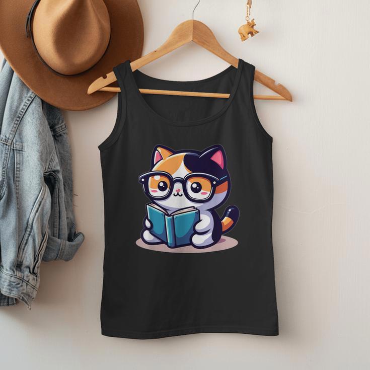Adorable Book Lover Calico Cat With Reading Glasses Cute For Men Women Kids Men Tank Top Adorable Book Lover Calico Cat With Reading Glasses Cute For Men Women Kids Men Tank Top