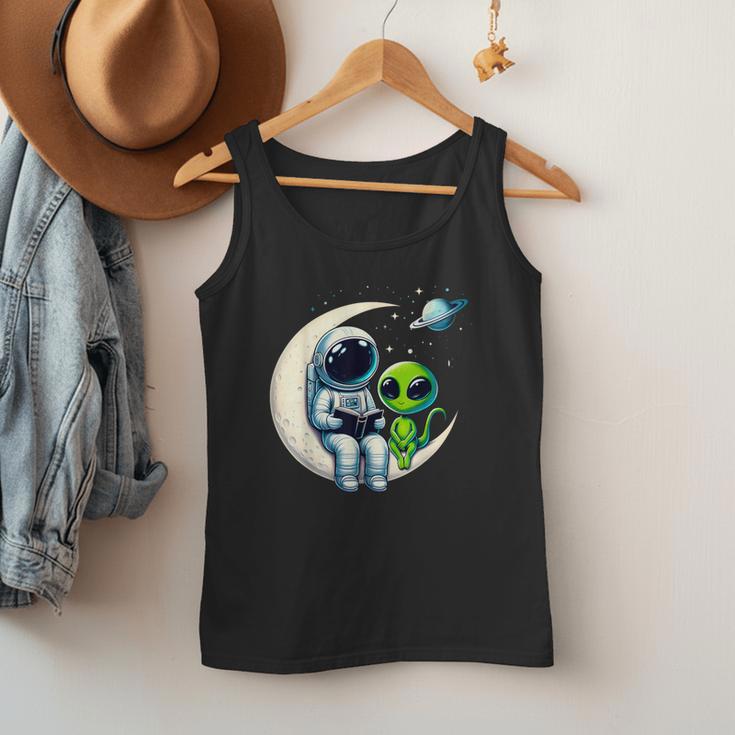 Astronaut Reading Book To Alien Shirt Moon Space Lover Kids Men Tank Top