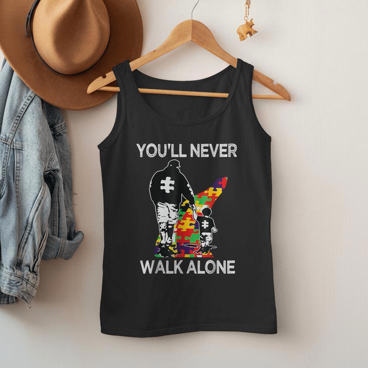 Autism Dad Support Alone Puzzle You'Ll Never Walk Men Tank Top
