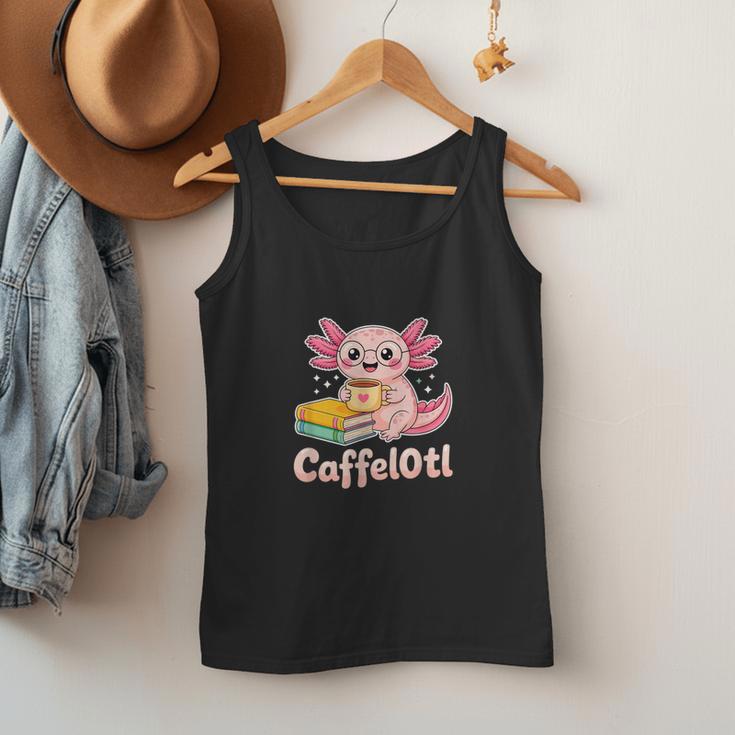 Caffelotl Cute Axolotl Pun Coffee Book Lover Kawaii Humor Men Tank Top