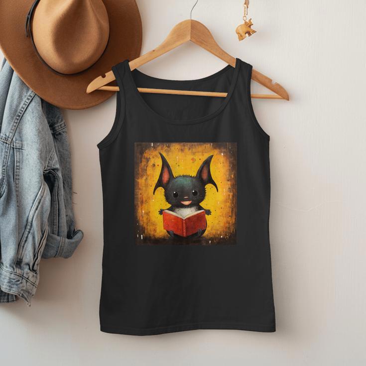 Colorful Sketch Oil Painting Of A Bat Reading Book Men Tank Top