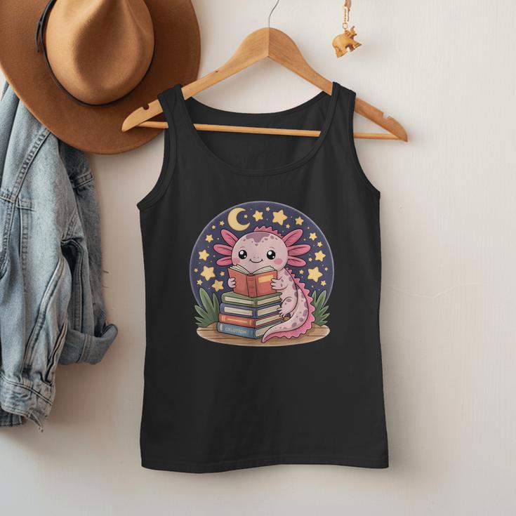 Cute Axolotl Reading Books Cozy Night Aesthetic Men Tank Top