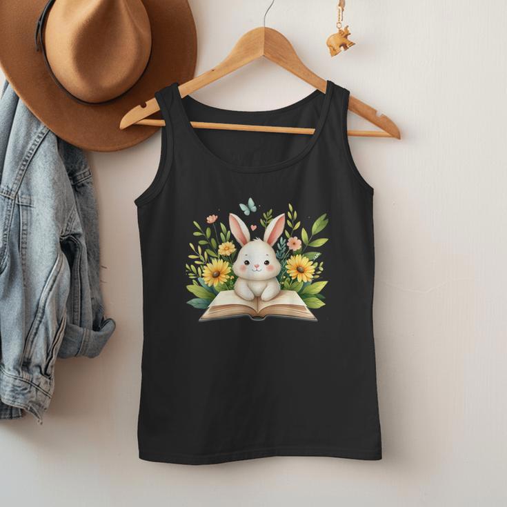 Cute Rabbit And Book Women Girls Reading Book Rabbit Lover Men Tank Top