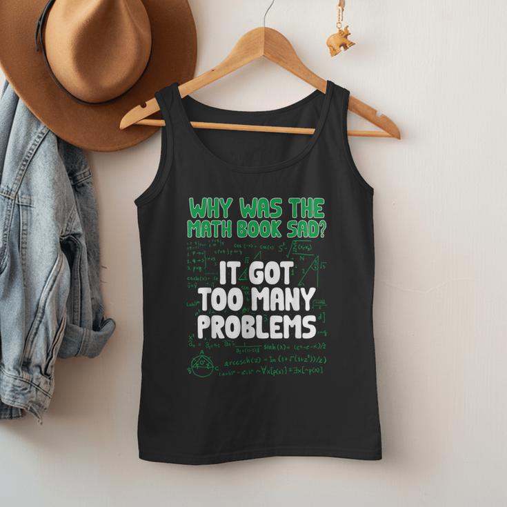 Dad Joke Why Was The Math Book Sad Pun Dad Jokes Men Tank Top
