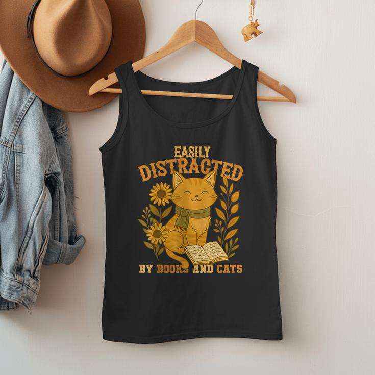 Easily Distracted By Cats And Books Cute Cat Book Lover Men Tank Top Easily Distracted By Cats And Books Cute Cat Book Lover Men Tank Top