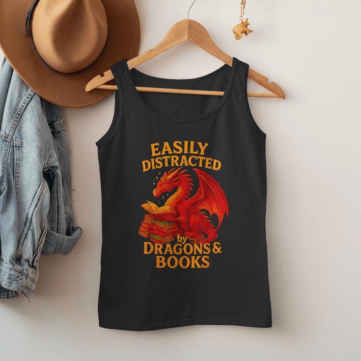 Easily Distracted By Dragons And Books Reading Men Tank Top