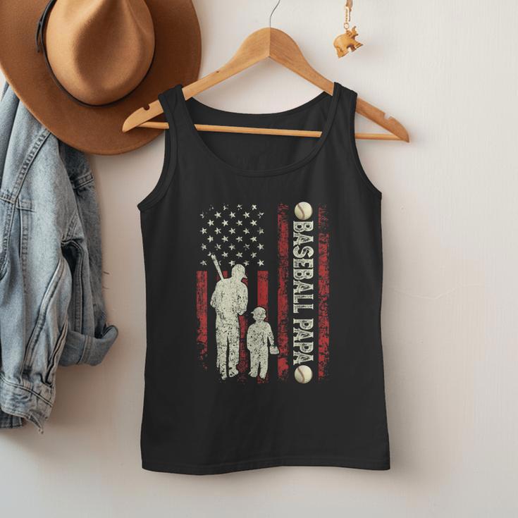 Father's Day Baseball Papa USA Flag Dad Men Baseball Men Tank Top