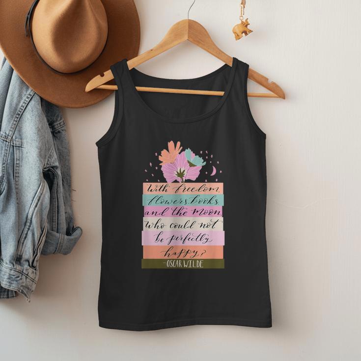 With Freedom Flowers Books And The Moon Men Tank Top With Freedom Flowers Books And The Moon Men Tank Top