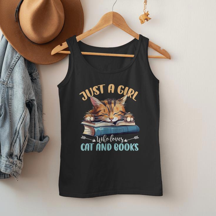 Just a Girl Who Loves Cats And Books Kitties Pet Art Lover Men Tank Top